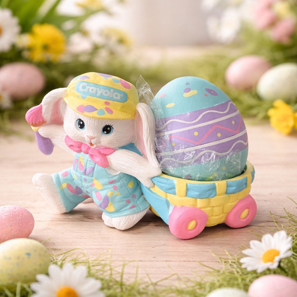 1996 Hallmark Crayola Bunny Easter Figurine w Box Vintage Spring Decor